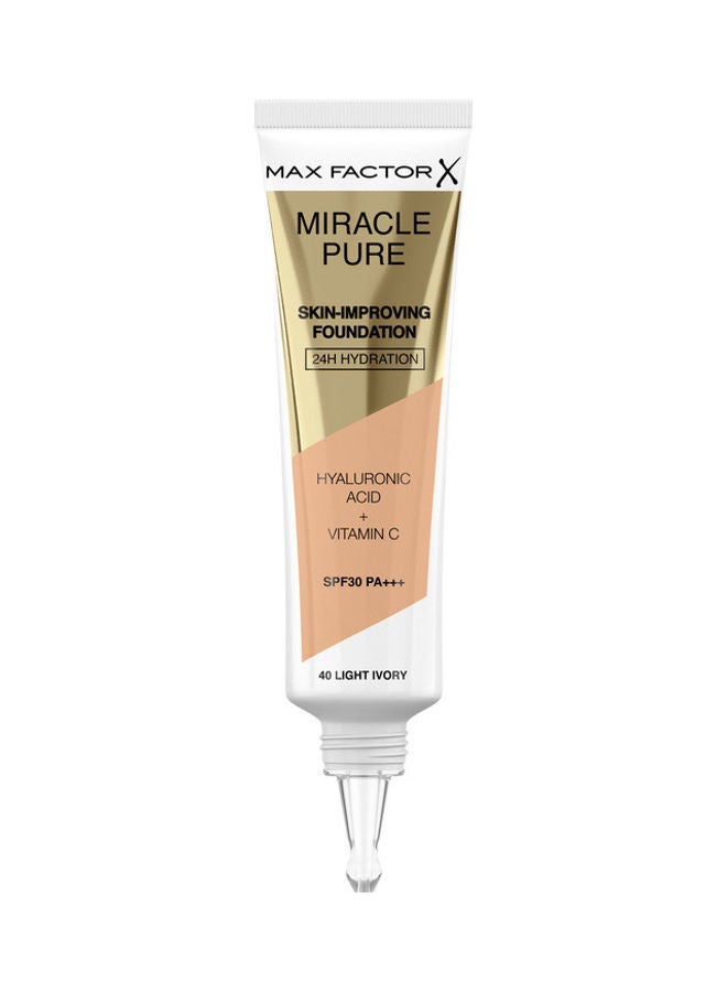Max Factor Miracle Pure Skin Improving Foundation 40 Light Ivory  - Image 1