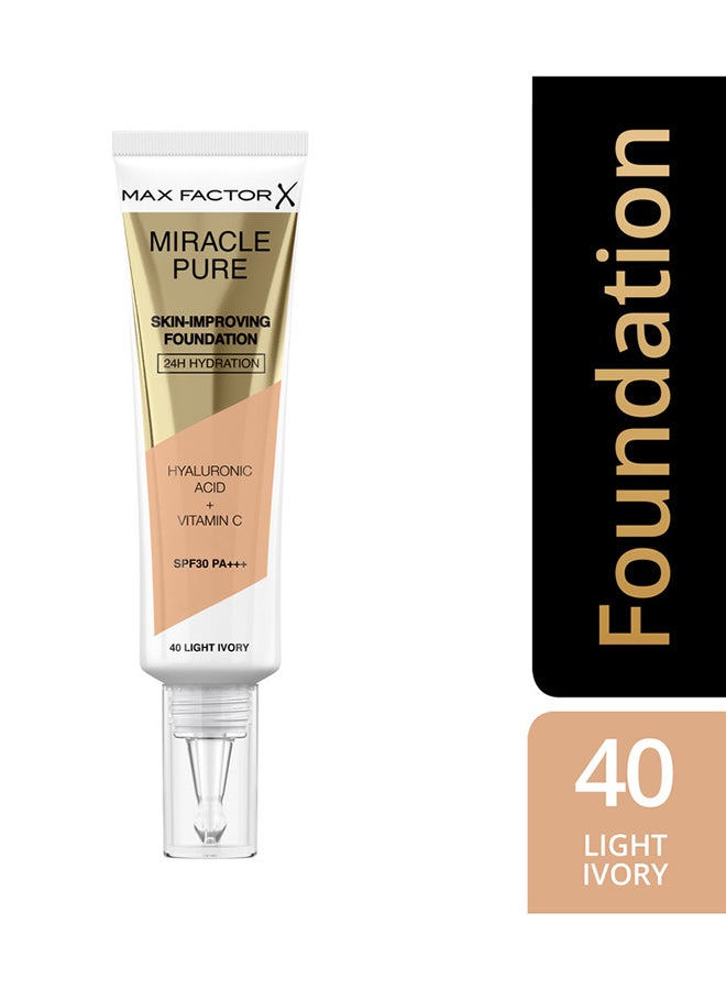 Max Factor Miracle Pure Skin Improving Foundation 40 Light Ivory  - Image 2