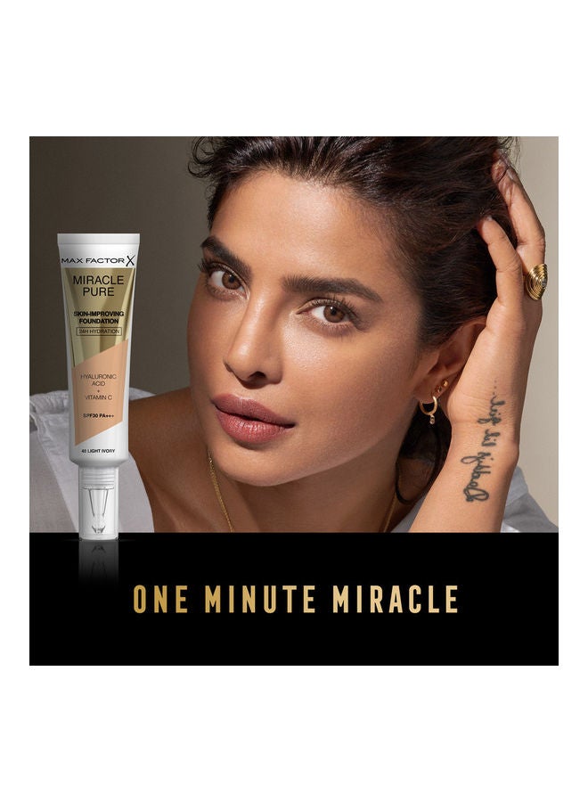 Max Factor Miracle Pure Skin Improving Foundation 40 Light Ivory  - Image 4