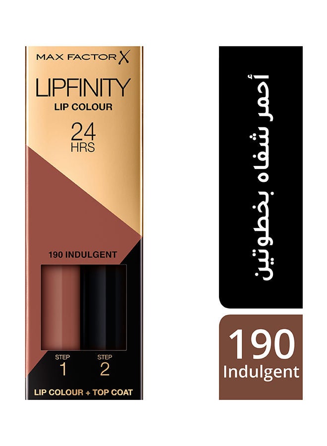 Max Factor - 2-step Long Lasting Lipfinity Lip Colour Lipstick 2.3 ml 190 Indulgent - Image 1