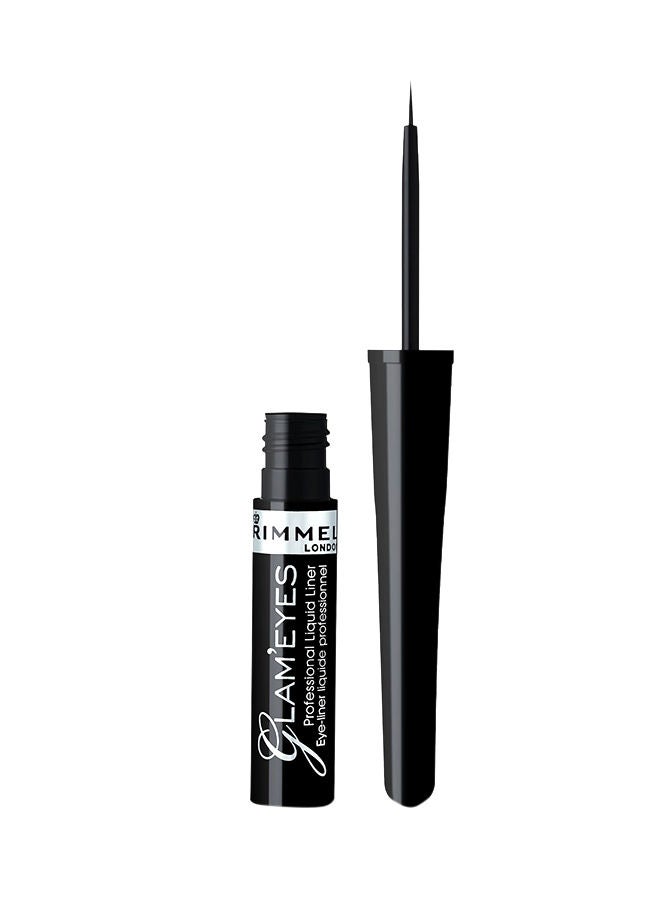 RIMMEL LONDON Glameyes Professional Liquid Eyeliner, 3.5 ml, 01 Black Glamour  - Image 1