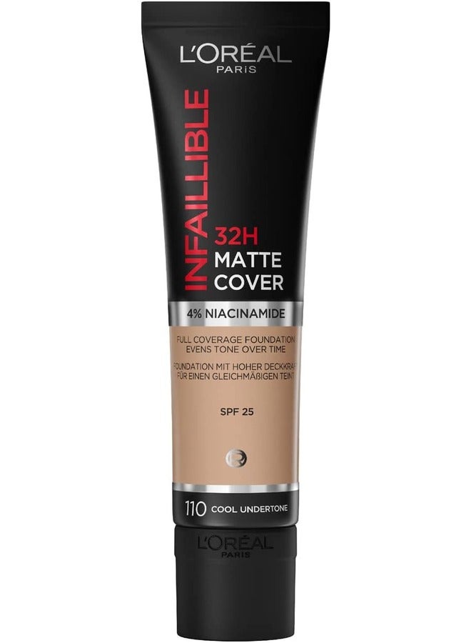 L'OREAL PARIS Infaillible 32H Matte Cover Foundation 110 Cool Undertone  - Image 1