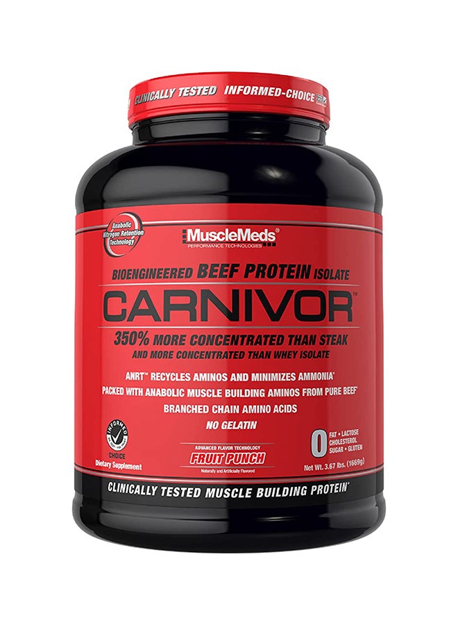 MUSCLEMEDS Carnivor Beef Protein Isolate, 0 Fat, 0 Cholesterol, 0 Sugar - Fruit Punch - 3.67lbs 