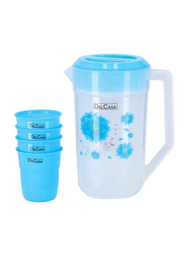 Water Jug with 4 Cups Blue/Clear