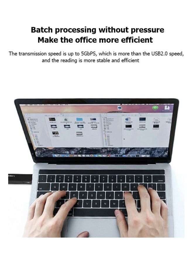 Lenovo 2 in 1 Card Reader USB 3.0 Compatible Up to 5Gbps and Up to 2TB Adapter Black - Image 3