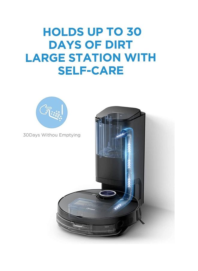 Midea - Robot Vacuum cleaner (Auto Clean+Auto Empty), 4000Pa Strong Suction with BLDC motor App & Voice Control with Msmartlife, Dust Bin In Station is 2L for 45 days, carpet sensor, Display screen 240 W S8+ Black - Image 1