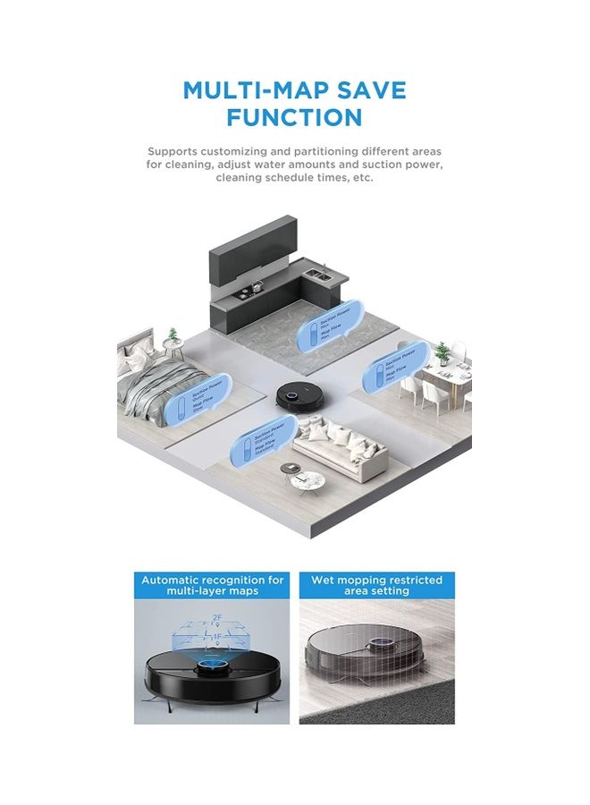 Midea - Robot Vacuum cleaner (Auto Clean+Auto Empty), 4000Pa Strong Suction with BLDC motor App & Voice Control with Msmartlife, Dust Bin In Station is 2L for 45 days, carpet sensor, Display screen 240 W S8+ Black - Image 1