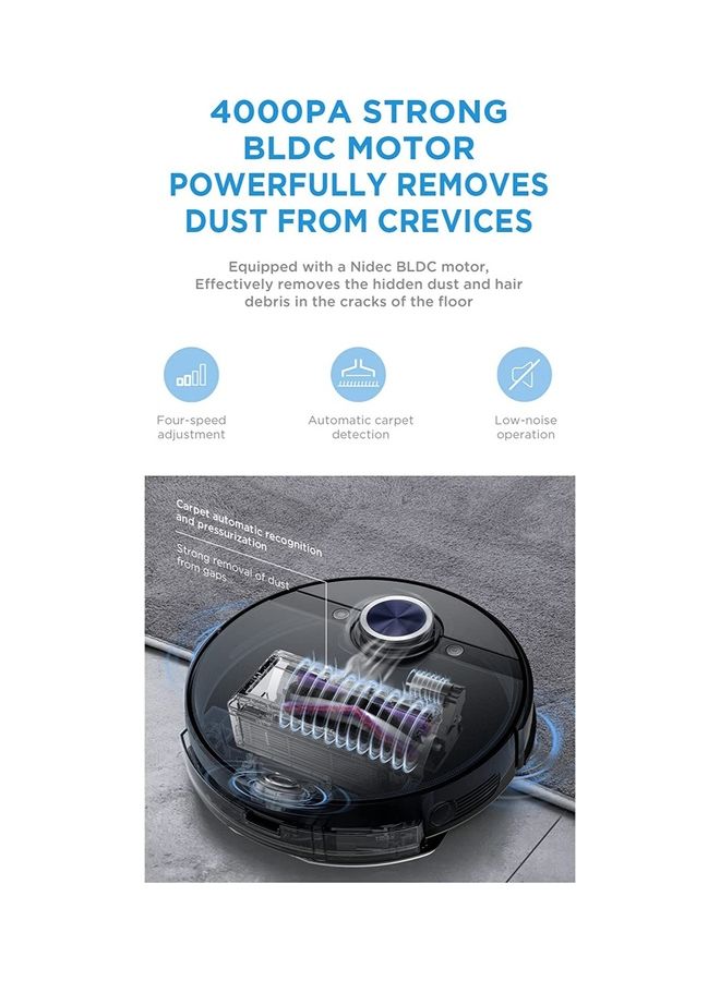 Midea - Robot Vacuum cleaner (Auto Clean+Auto Empty), 4000Pa Strong Suction with BLDC motor App & Voice Control with Msmartlife, Dust Bin In Station is 2L for 45 days, carpet sensor, Display screen 240 W S8+ Black - Image 1