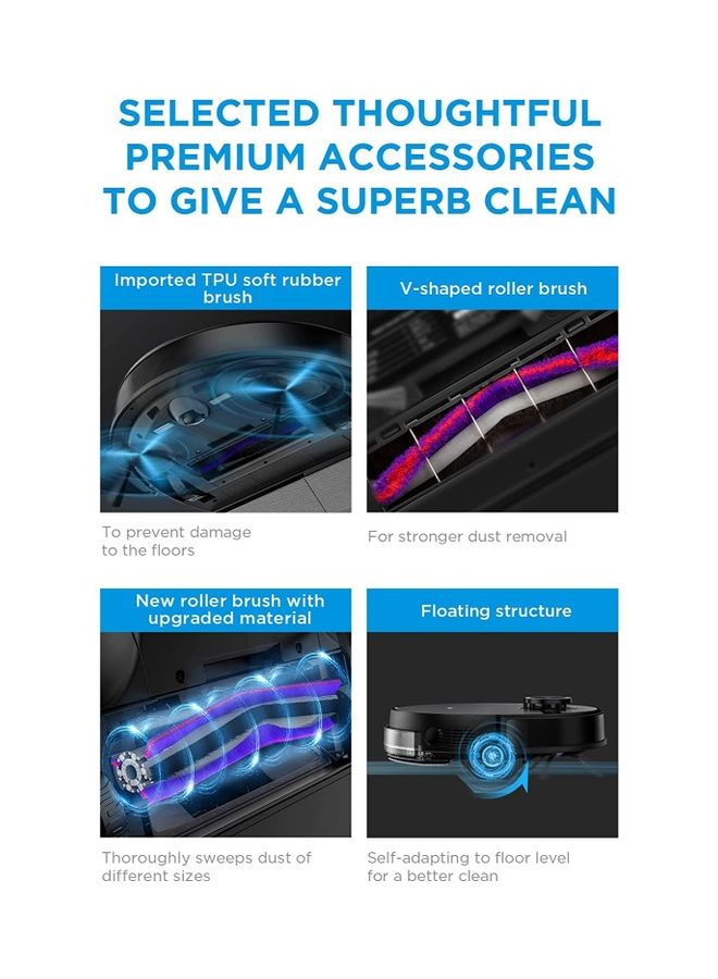 Midea - Robot Vacuum cleaner (Auto Clean+Auto Empty), 4000Pa Strong Suction with BLDC motor App & Voice Control with Msmartlife, Dust Bin In Station is 2L for 45 days, carpet sensor, Display screen 240 W S8+ Black - Image 1
