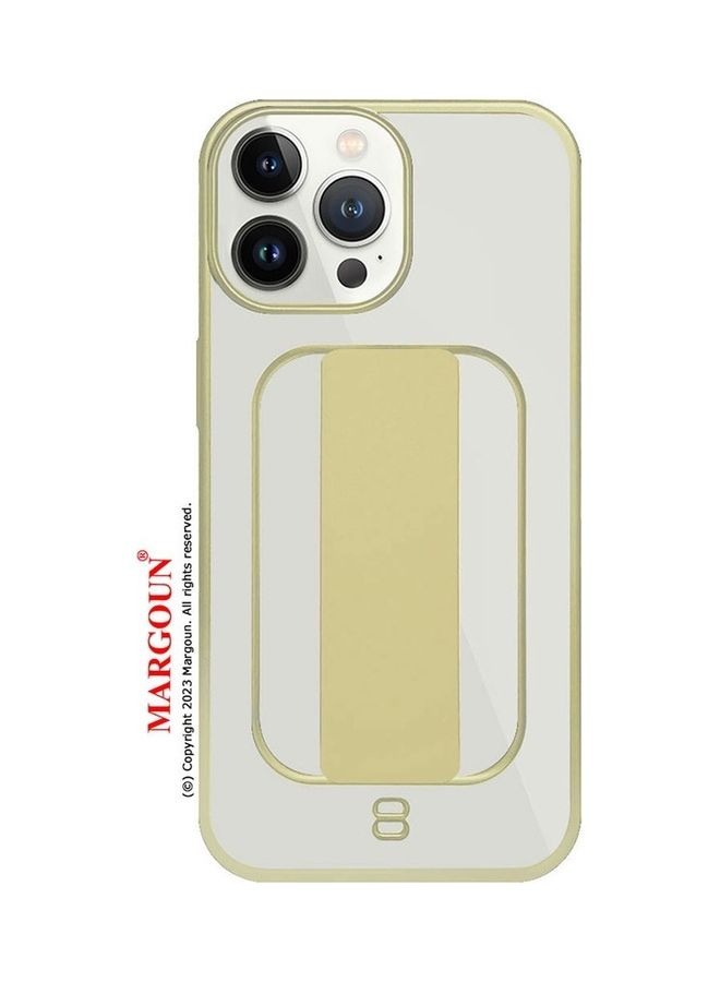 MARGOUN iPhone 13 Pro Max Case With Wrist Strap Finger Grip Kickstand Gold/Clear - Image 2