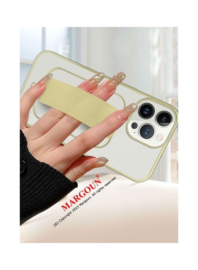 MARGOUN iPhone 13 Pro Max Case With Wrist Strap Finger Grip Kickstand Gold/Clear - Image 4