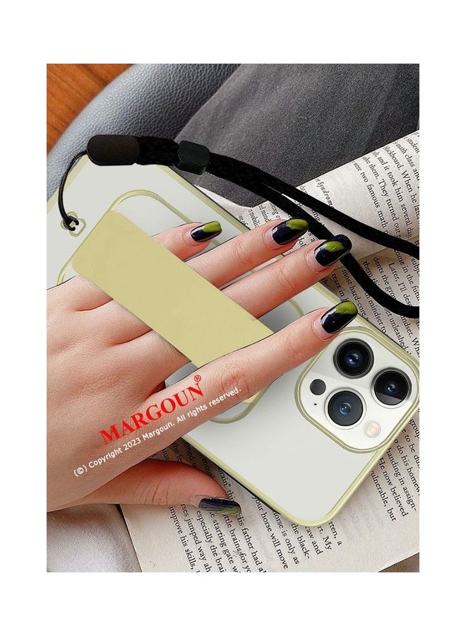 MARGOUN iPhone 13 Pro Max Case With Wrist Strap Finger Grip Kickstand Gold/Clear - Image 5