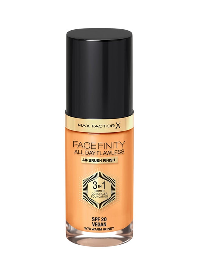 Max Factor - Facefinity All Day Flawless 3 in 1 Foundation – W78 –Warm Honey - Image 1