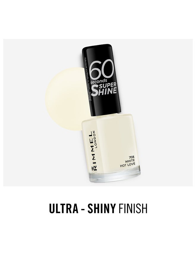 RIMMEL LONDON 60 Seconds Super Shine Nail Polish – 703 –White Hot Love  - Image 5