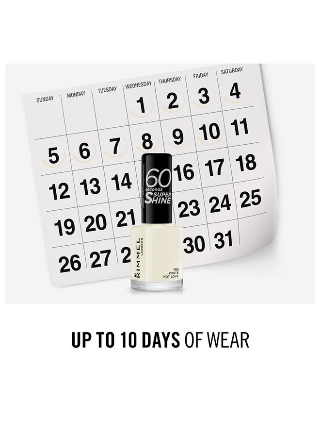 RIMMEL LONDON - 60 Seconds Super Shine Nail Polish – 703 –White Hot Love - Image 1