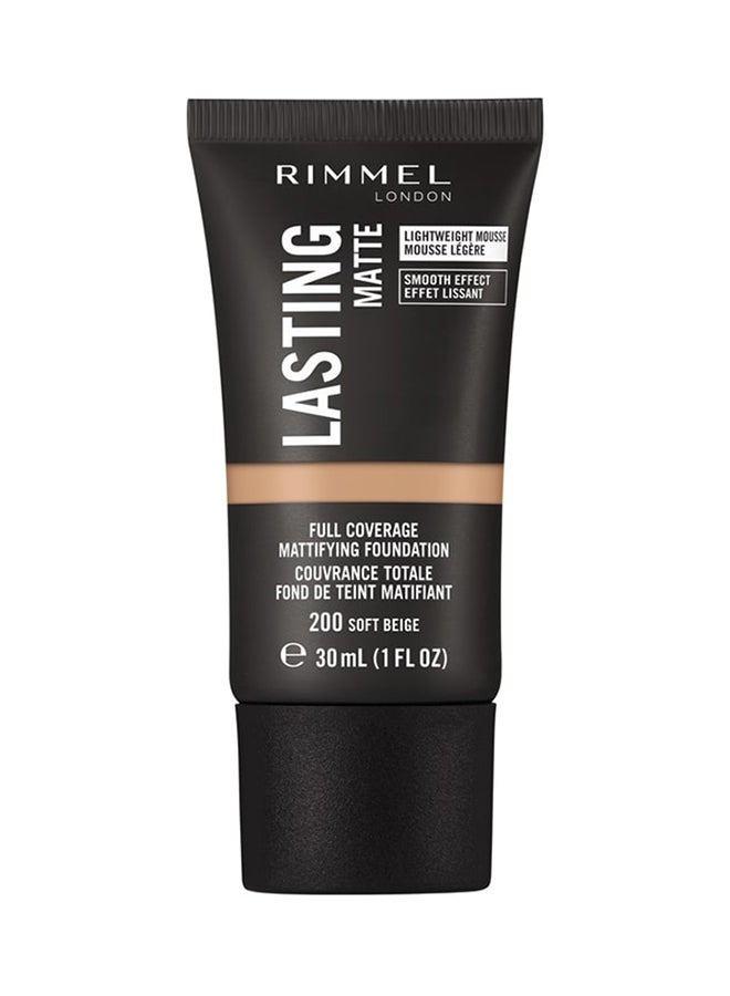 RIMMEL LONDON - Lasting Matte Foundation – 200 –Soft Beige - Image 1