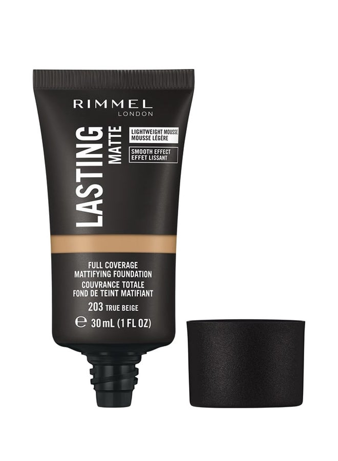 RIMMEL LONDON - Lasting Matte Foundation – 203 –True Beige - Image 1
