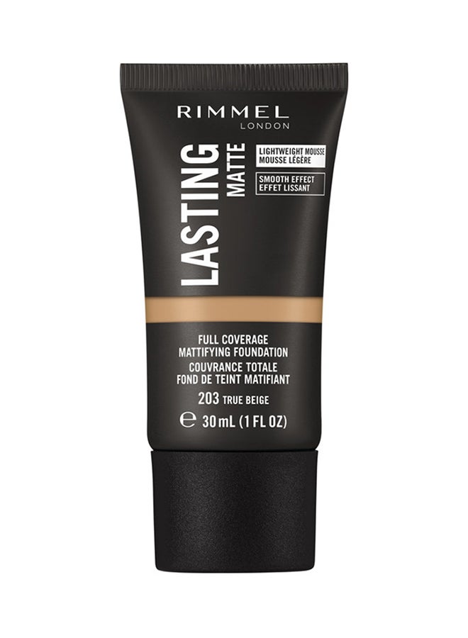 RIMMEL LONDON - Lasting Matte Foundation – 203 –True Beige - Image 1