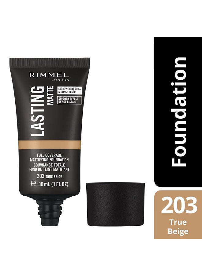 RIMMEL LONDON - Lasting Matte Foundation – 203 –True Beige - Image 1