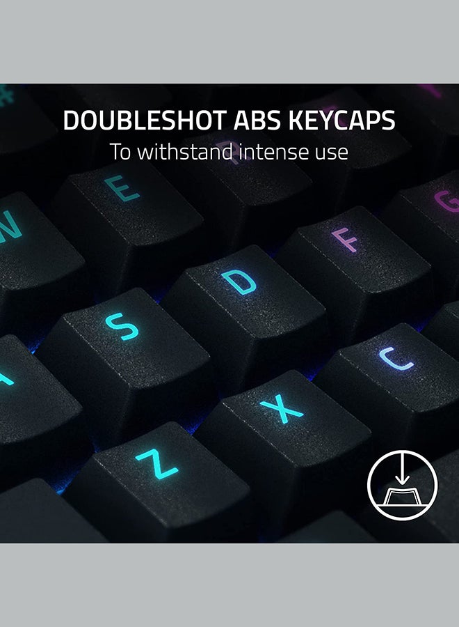 لوحة مفاتيح الألعاب الميكانيكية BlackWidow V4 Pro RGB، مفاتيح Razer Yellow، قرص الأوامر، 5 مفاتيح وحدات ماكرو مخصصة، تخطيط أمريكي إنجليزي، كابل من النوع C قابل للفصل، أسود | RZ03-04681800-R3M1