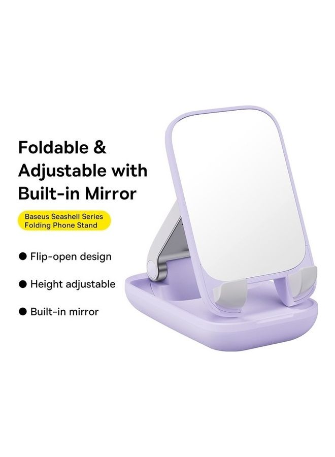 Baseus Cell Phone Stand with Mirror, Mobile Phone Holder for Desk with Adjustable View Angle & Height, Handsfree Smart Phone Cradle, Dock for Office, Kitchen, Traveling Accessories Purple  - Image 2
