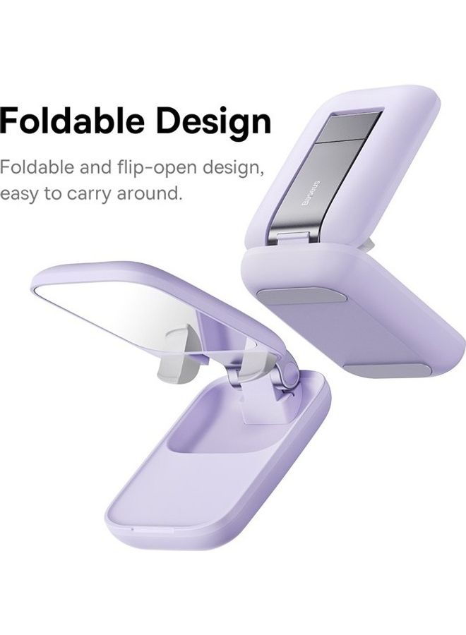 Baseus Cell Phone Stand with Mirror, Mobile Phone Holder for Desk with Adjustable View Angle & Height, Handsfree Smart Phone Cradle, Dock for Office, Kitchen, Traveling Accessories Purple  - Image 3