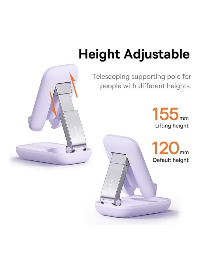 Baseus Cell Phone Stand with Mirror, Mobile Phone Holder for Desk with Adjustable View Angle & Height, Handsfree Smart Phone Cradle, Dock for Office, Kitchen, Traveling Accessories Purple  - Image 4