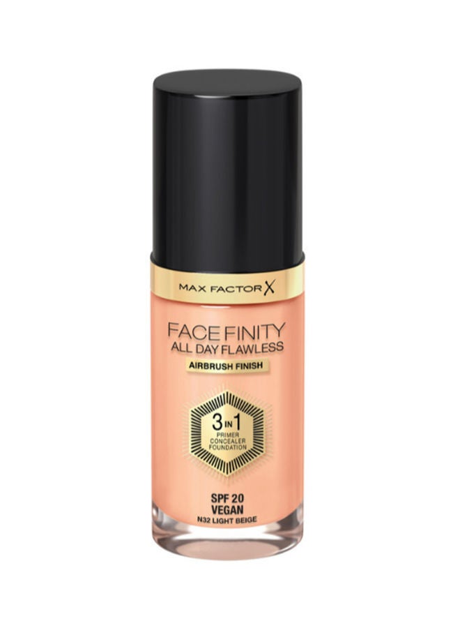Max Factor - Facefinity All Day Flawless 3 in 1 Foundation – N32 –Light Beige - Image 1