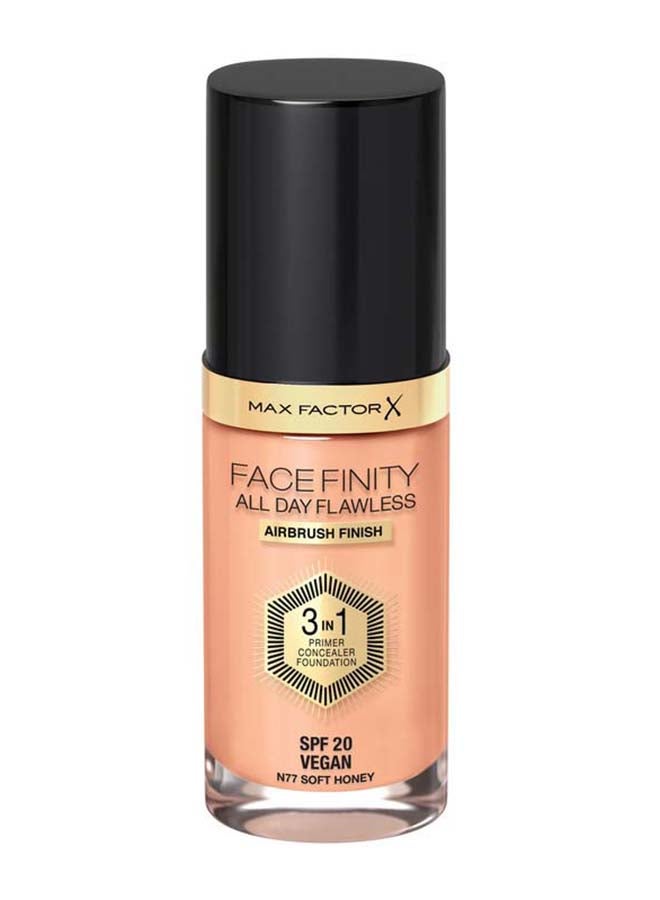 Max Factor - Facefinity All Day Flawless 3 in 1 Foundation – N77 –Soft Honey - Image 1