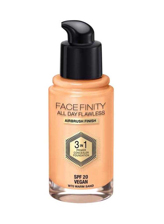 Max Factor - Facefinity All Day Flawless 3 in 1 Foundation – W70 –Warm Honey - Image 1