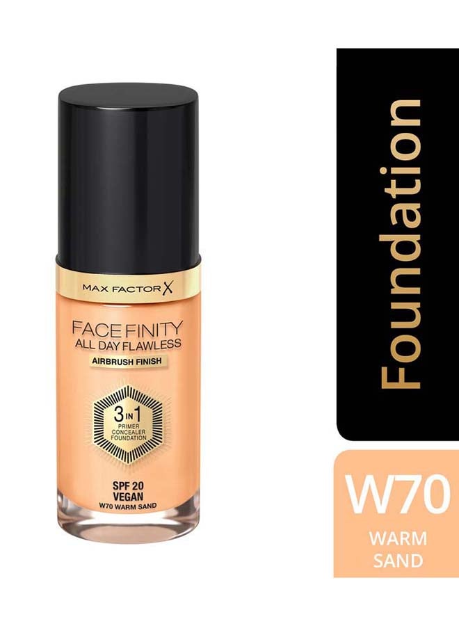 Max Factor - Facefinity All Day Flawless 3 in 1 Foundation – W70 –Warm Honey - Image 1