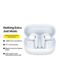 Baseus Wireless Earbuds, Hybrid Active Noise Cancelling Bluetooth Earphones, Bluetooth 5.3 Headphones with Dual-mic + Al Noise Cancellation Algorithm, 30H Playtime, APP Control Moon White  - Image 2