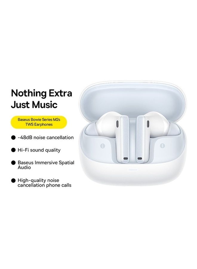 Baseus Wireless Earbuds, Hybrid Active Noise Cancelling Bluetooth Earphones, Bluetooth 5.3 Headphones with Dual-mic + Al Noise Cancellation Algorithm, 30H Playtime, APP Control Moon White  - Image 2