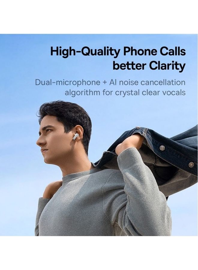 Baseus Wireless Earbuds, Hybrid Active Noise Cancelling Bluetooth Earphones, Bluetooth 5.3 Headphones with Dual-mic + Al Noise Cancellation Algorithm, 30H Playtime, APP Control Moon White  - Image 5