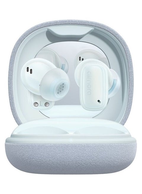 Active Noise Cancelling Earphones with Makeup Mirror, Up to 90% Noise Cancellation, 3D Spatial Sound, Bluetooth 5.3, Custom APP, Lightweight Wireless Earbuds for Women Blue