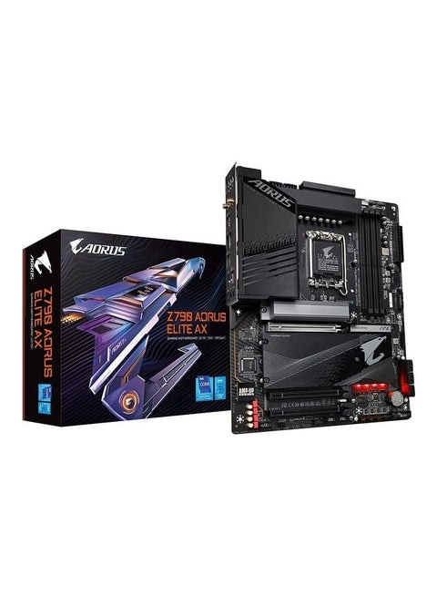 لوحة ام للالعاب Z790 Z790 اوروس ايليت ايه اكس من جيجابايت (LGA 1700/انتل/Z790/ATX/DDR5/ جيل2X2/كواد M.2/PCIe 5.0/USB 3.2 جيل 2 X2 نوع C/انتل واي فاي 6E/ شبكة LAN 2.5GBE/كيو-PCIe/اي زي لاتش) أسود