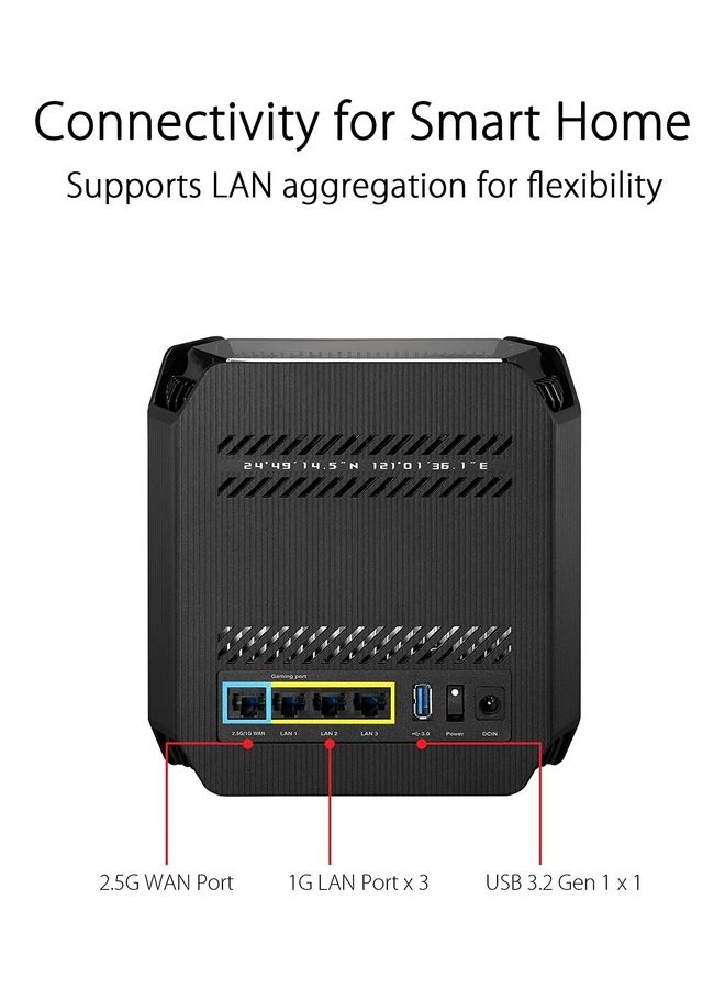 أسوس - نظام شبكي للألعاب GT6 ثلاثي النطاق Wi-Fi 6 (802.11ax)، ومنفذ 2.5G WAN، وWAN مزدوج، وتجميع الروابط، ودعم AiMesh، وVPN Fusion، وتسريع الألعاب ثلاثي المستوى، وAiProtection Pro، وInstant Guard (حزمة واحدة) - Image 1