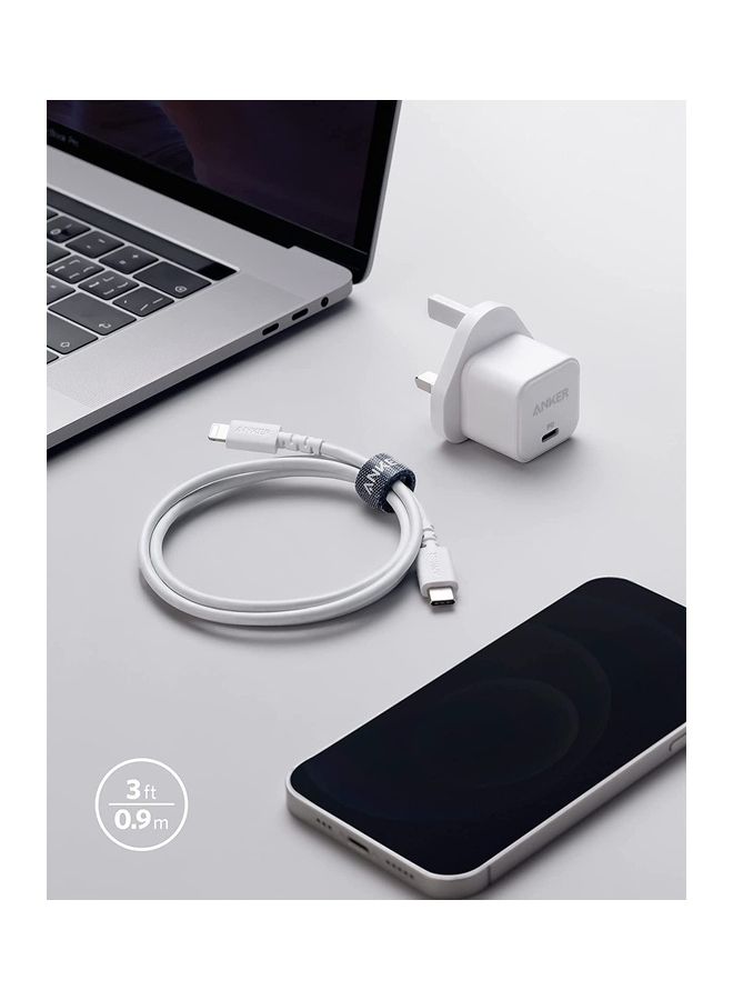 Anker - USB C Plug, 20W Fast USB C Charger Plug, PowerPort III 20W Cube iPhone Charger with USB-C to Lightning Cable for iPhone 14/14 Pro/14 Pro Max/13 Pro/13 Pro Max, Galaxy, iPad White - Image 1