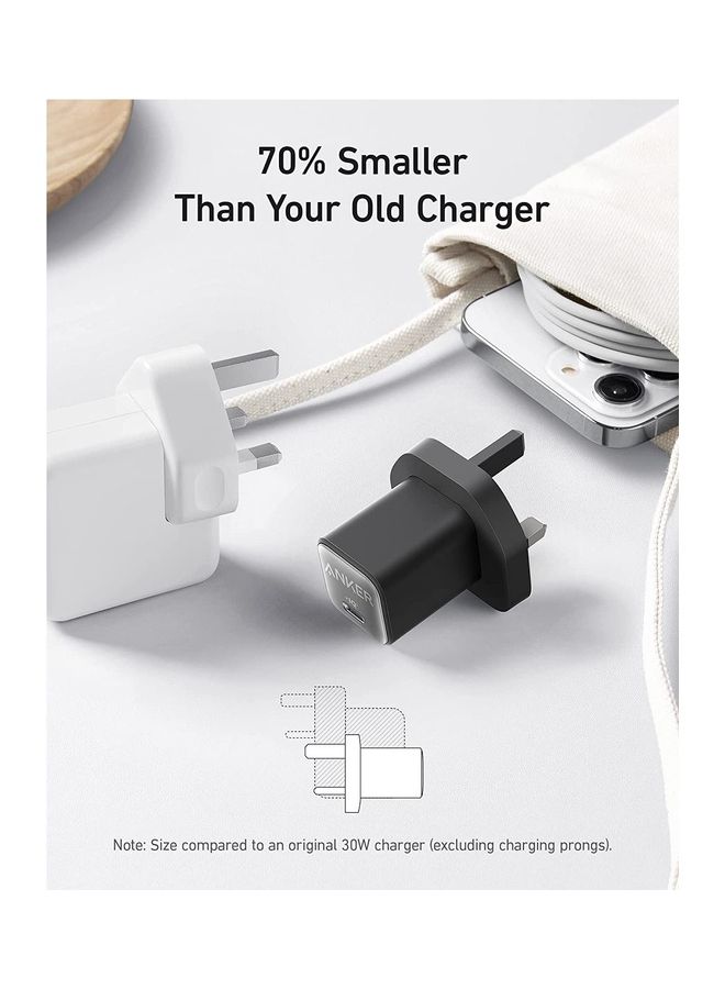 Anker - 511 Charger (Nano 3), 30W USB C GaN, PIQ 3.0 PPS Fast Charger for iPhone 16/15/14 Series, Galaxy, Pixel 4/3, iPad (Cable Not Included) Black - Image 1