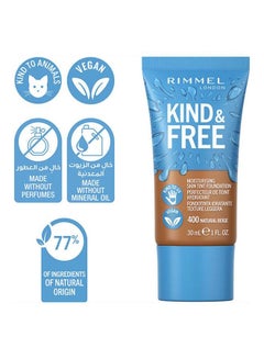 RIMMEL LONDON Kind & Free Moisturising Skin Tint Foundation – 400 –Natural Beige  - Image 4