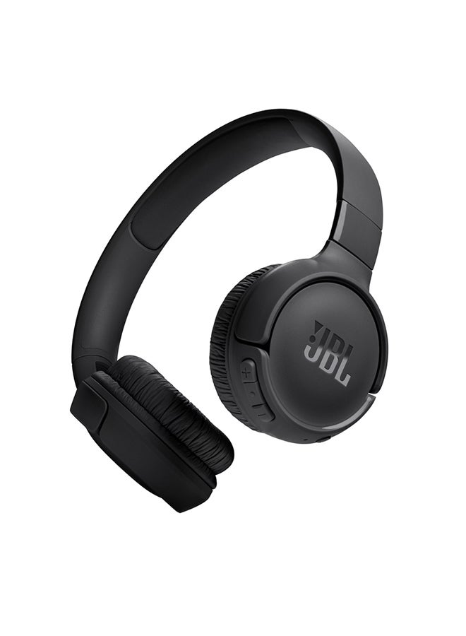 Tune 520Bt Wireless On Ear Headphones Pure Bass Sound 57H Battery Hands Free Call Plus Voice Aware Multi Point Connection Lightweight And Foldable Black 