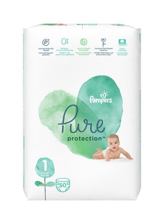 Pure Protection Diapers Size 1 2-5 Kg 50 Count Dermatologically Tested - v1682334744/N22645548A_1