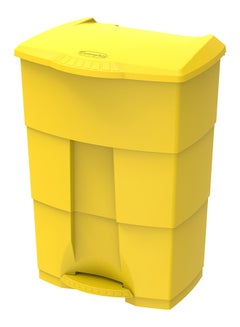 70L Plastic Step On Waste Bin - Yellow L 49.5 x W 40.5 x H 68cm