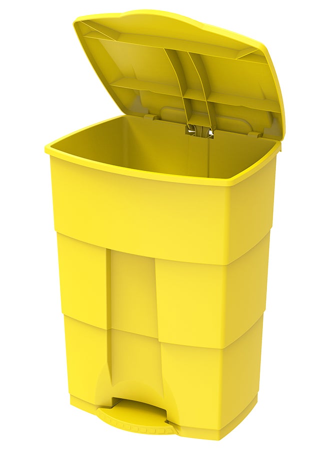 Cosmoplast - 70L Plastic Step On Waste Bin - Yellow L 49.5 x W 40.5 x H 68cm - Image 1
