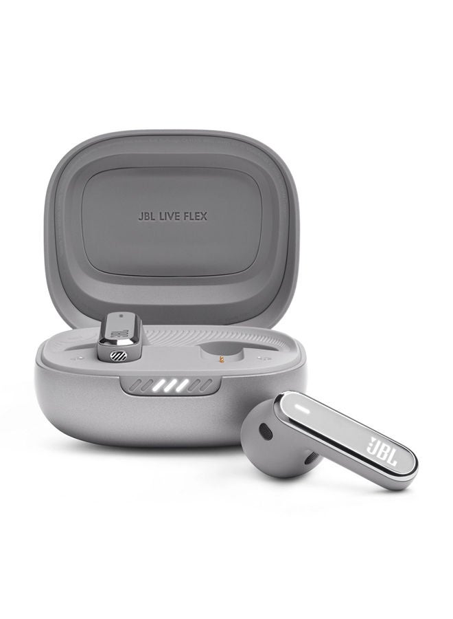 JBL - Live Flex True Wireless Noise Cancelling Earbuds Hi-Fi With Personi-Fi 2.0 40H Battery 6 Mics Touch Voice Control Ip54 Water Resistant Silver - Image 1