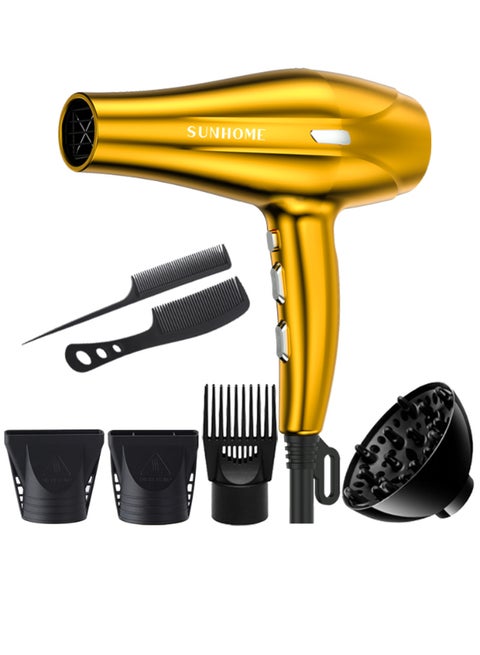 7-Piece Professional Hair Dryer Set ,2200W Gold