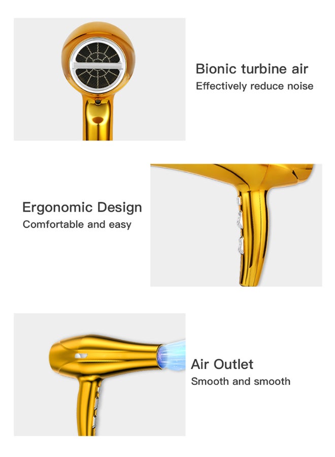 7-Piece Professional Hair Dryer Set ,2200W Gold