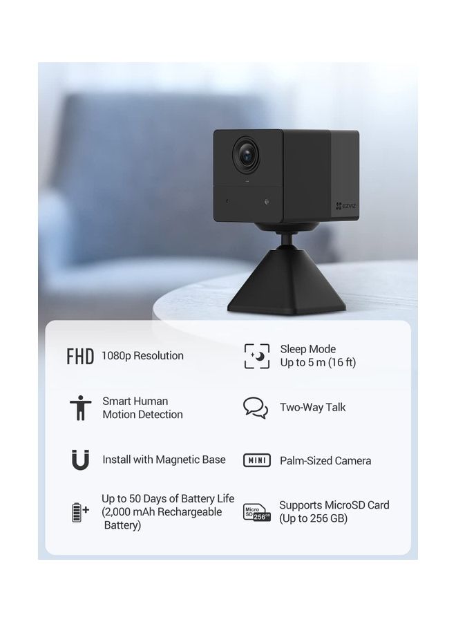 EZVIZ Mini Wireless Indoor Security Camera 1080P Baby Monitor Night Vision Battery Powered Human Motion Detection Two Way Audio Magnetic Base Easy Installation Cloud SD card Storage BC2 - Image 4