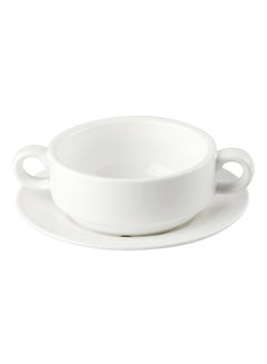 Sunnex Porcelain Soup Bowl With Saucer 15.5cm White 15.5cm  - Image 1