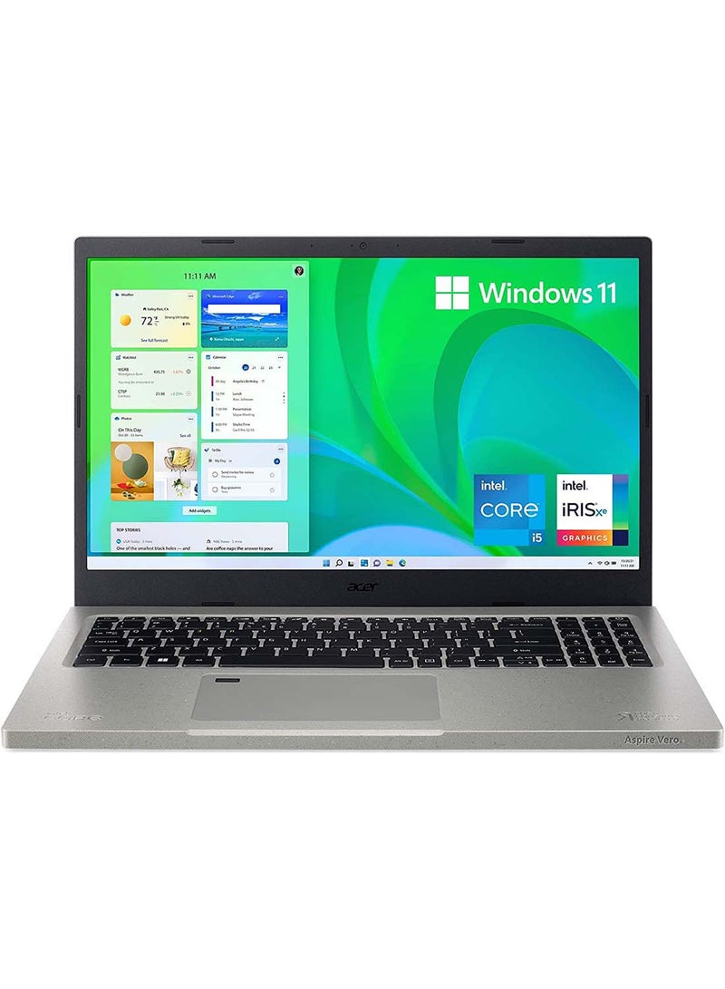 أيسر - كمبيوتر محمول أسباير فيرو بشاشة مقاس 14 بوصة ومعالج كور i5 1235U وذاكرة وصول عشوائي سعة 16 جيجابايت ومحرك أقراص SSD سعة 512 جيجابايت وبطاقة رسومات Intel Iris XE ونظام تشغيل Windows 11 Home - Image 1